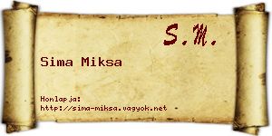 Sima Miksa névjegykártya